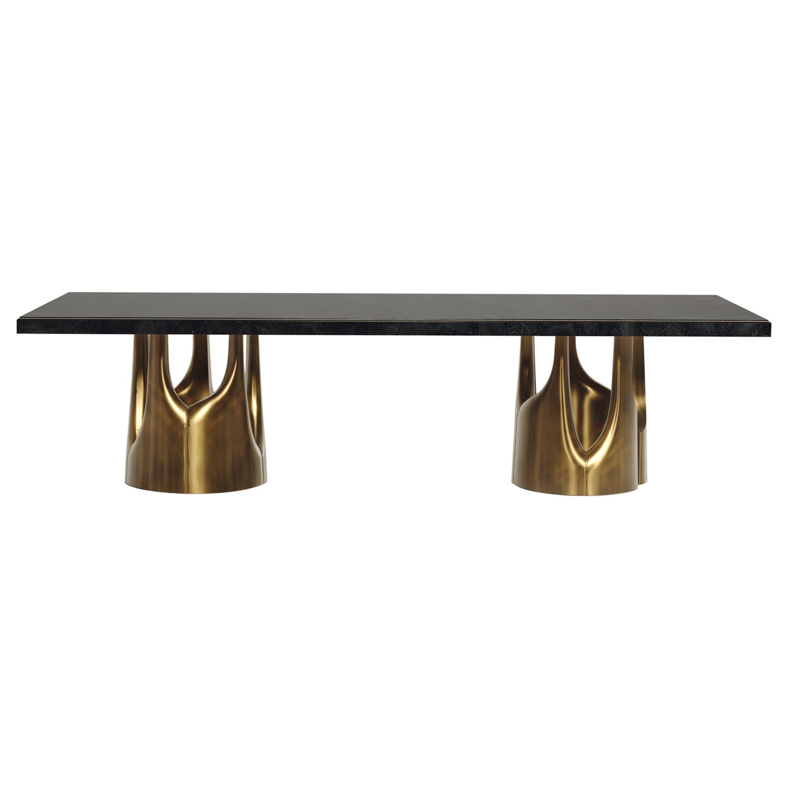 Table de salle à manger coquillage avec accents en bronze-patina et laiton de R&Y Augousti en vente