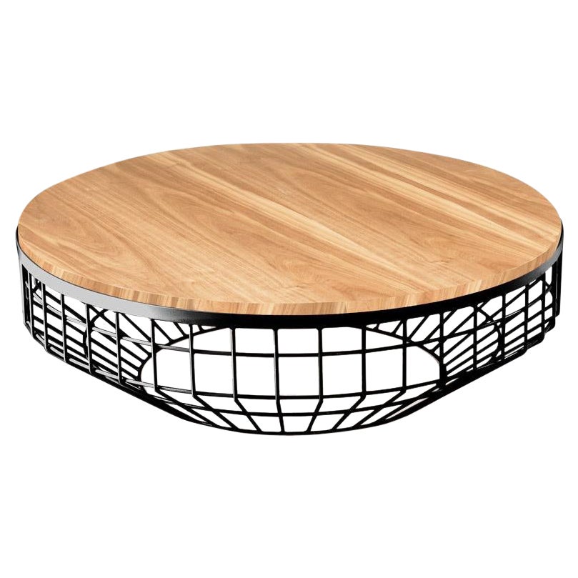 Table basse à air neuve, plateau en bois et chêne noir et naturel en vente