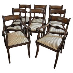  Fine Quality Set of 8 Antique Regency Mahogany Dining Chairs 