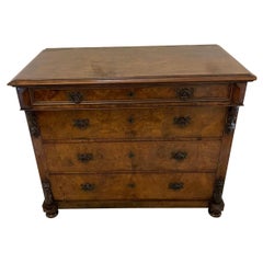 Antique Victorian Quality Burr Walnut Chest of 4 Drawers