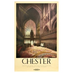 Original Vintage Travel Poster Chester British Railways Cathedral Cheshire Art