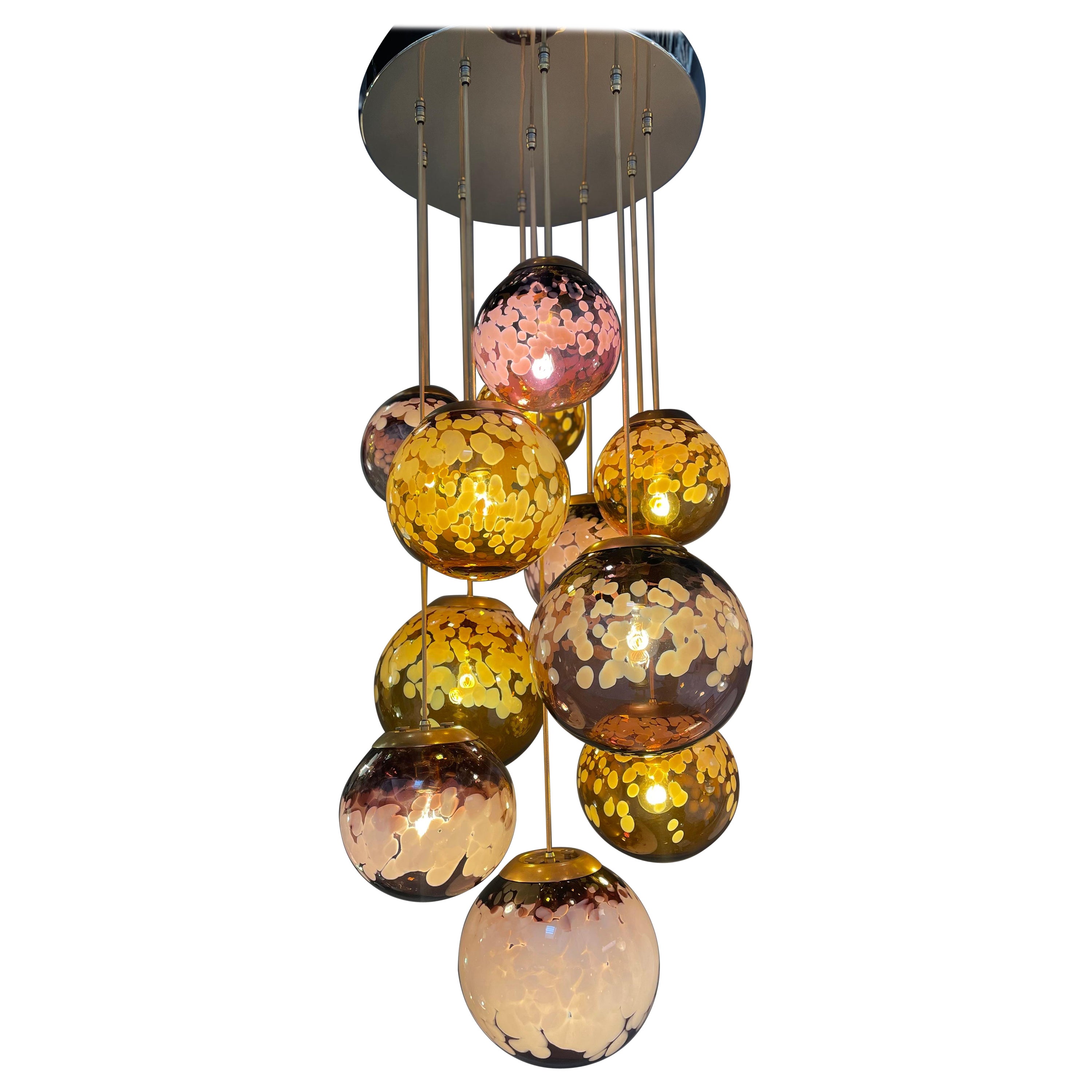 Luna Chandelier by Roast Featuring Individually Blown Glass Globes For Sale