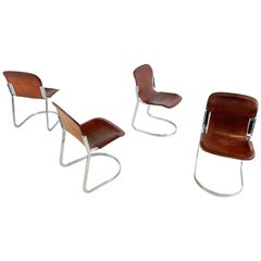 Vintage Dining Chairs by Willy Rizzo for Cidue Set of 4, 1970s