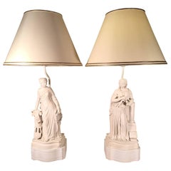 Pair of Copeland Figural Parianware Table Lamps