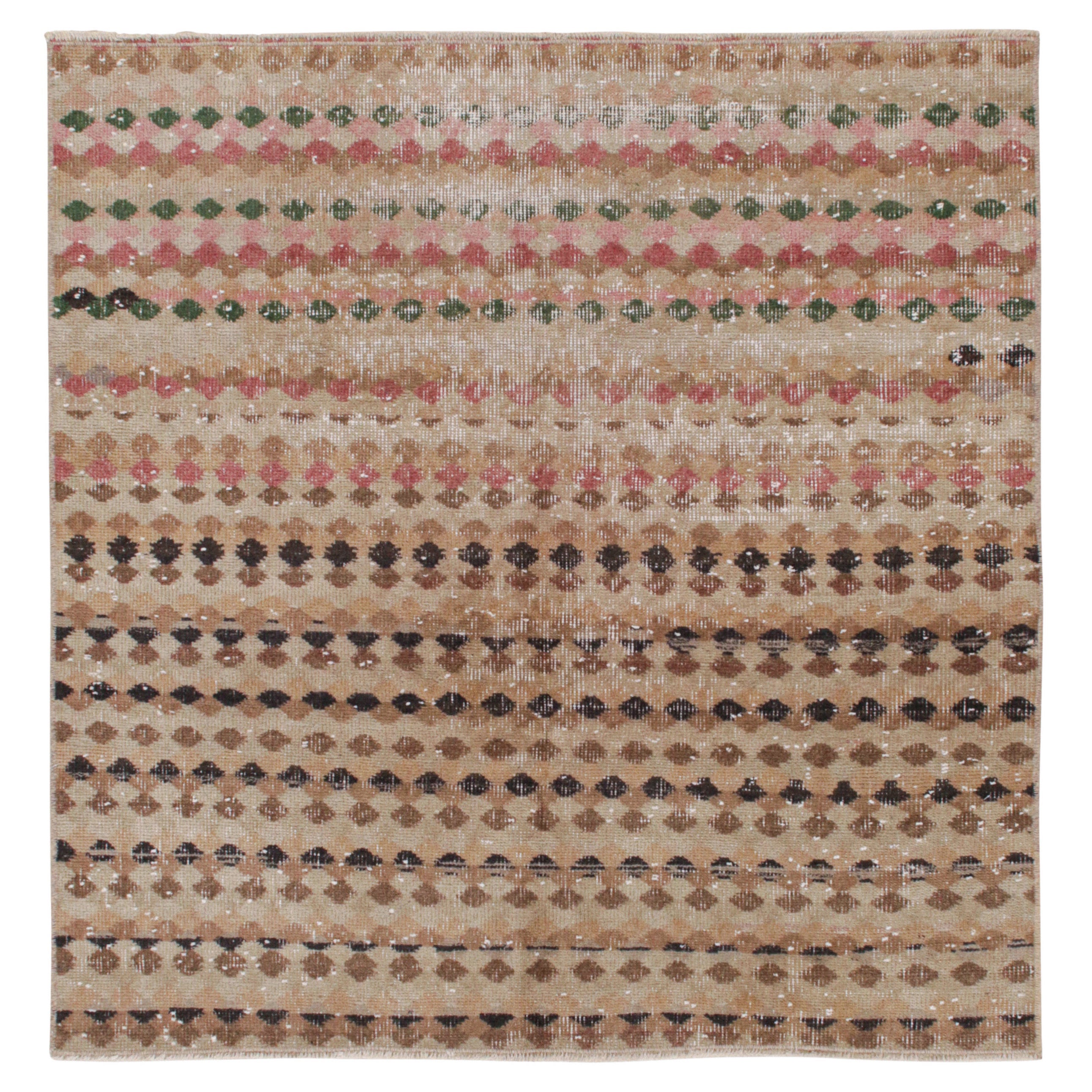 Vintage Zeki Müren Quadratischer Teppich mit geometrischen Mustern von Rug & Kilim
