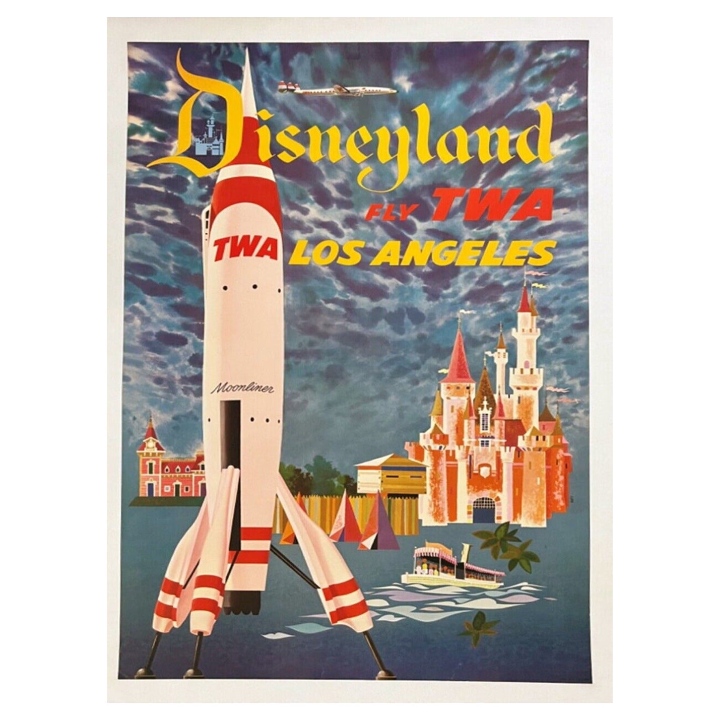 1955 TWA Disneyland Original Vintage Poster For Sale