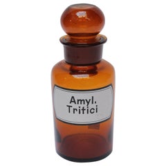 Vintage German Amber Glass "Amylum Tritici" Apothecary Bottle