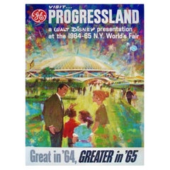 Retro Visit Walt Disney's Progressland, New York World's Fair 1964-65 Original Poster
