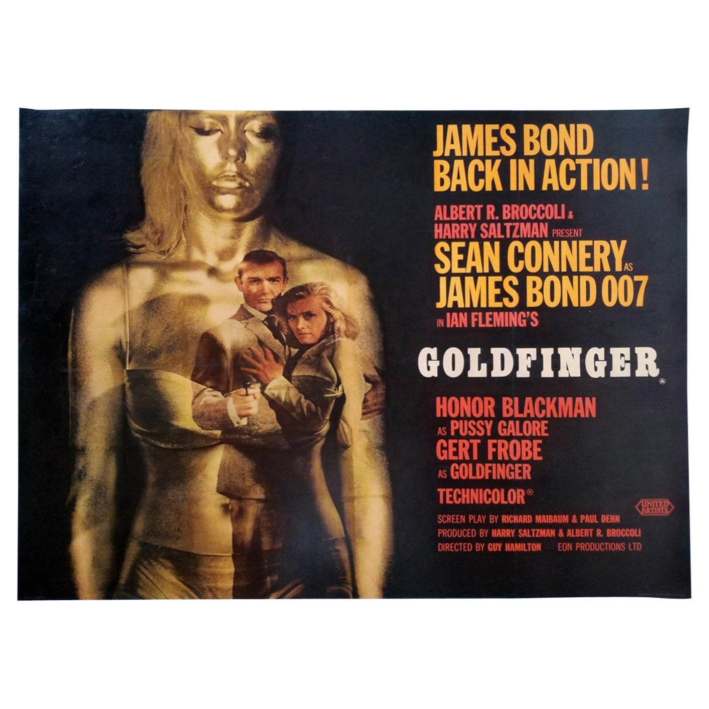 Affiche vintage d'origine Goldfinger, 1964 en vente