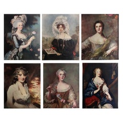 Set of 6 Original Antique Prints of Aristocratic Ladies, circa 1900