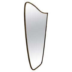 Mid-Century Modern Used Brass Floor Mirror Full Length Mirror, 1950s, Italy