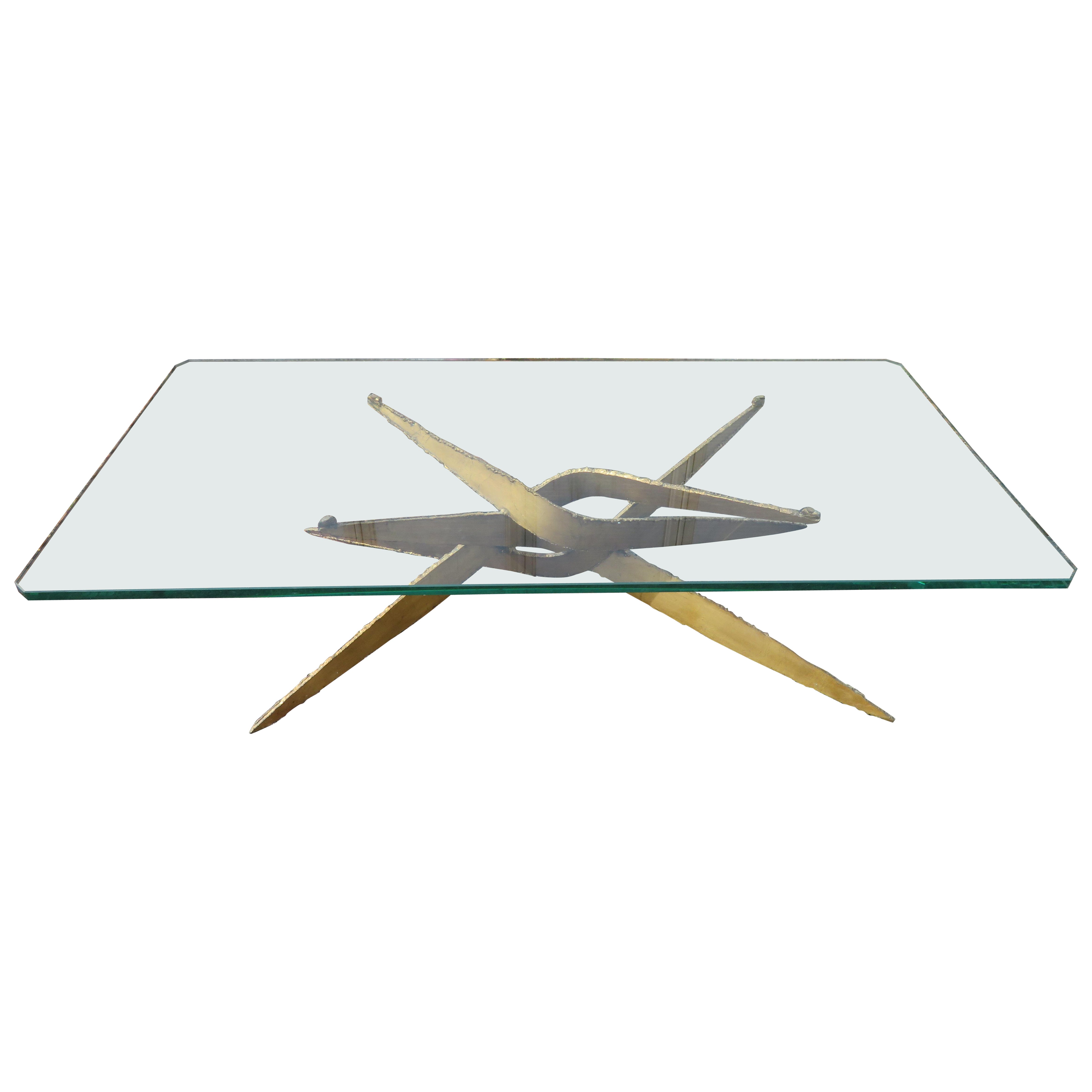 Stylish Silas Seandel Style Torch Cut Steel Coffee Table, 1970s For Sale