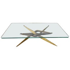 Vintage Stylish Silas Seandel Style Torch Cut Steel Coffee Table, 1970s