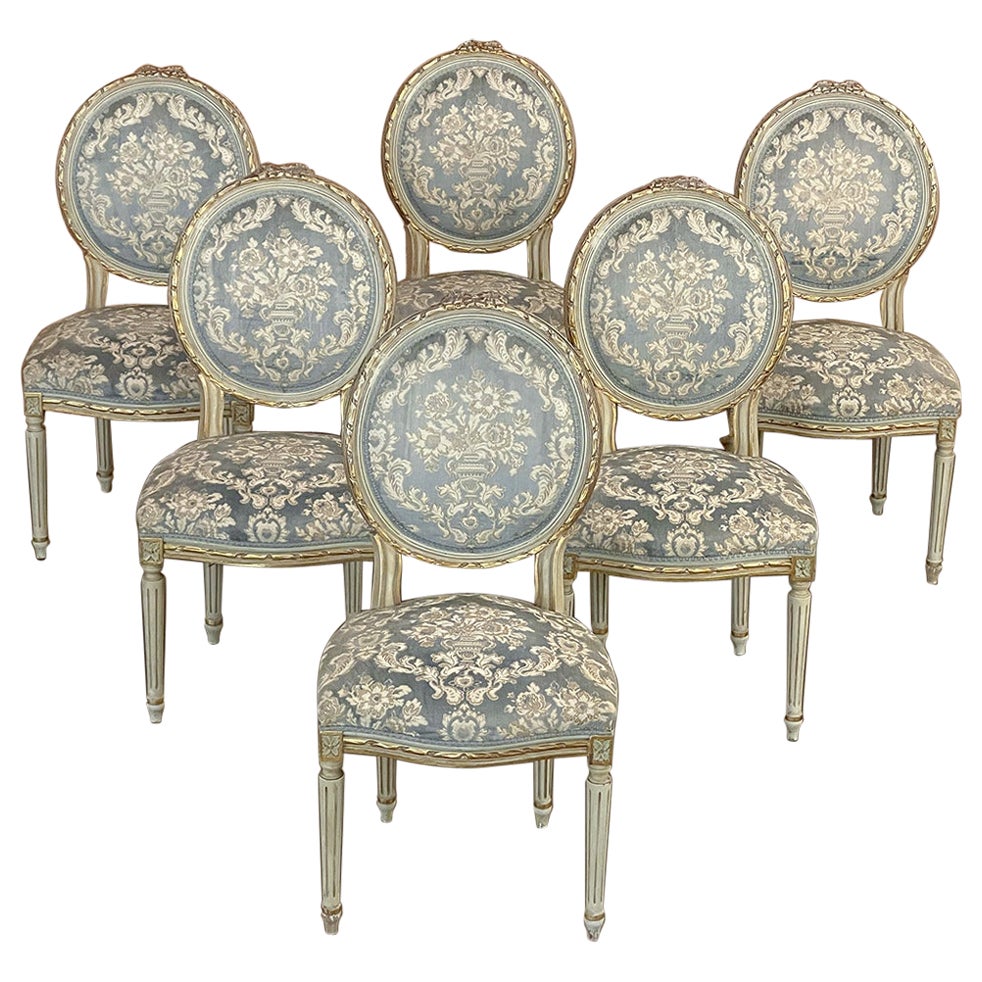 (8) French Painted and Bulap Dining Chairs at 1stDibs