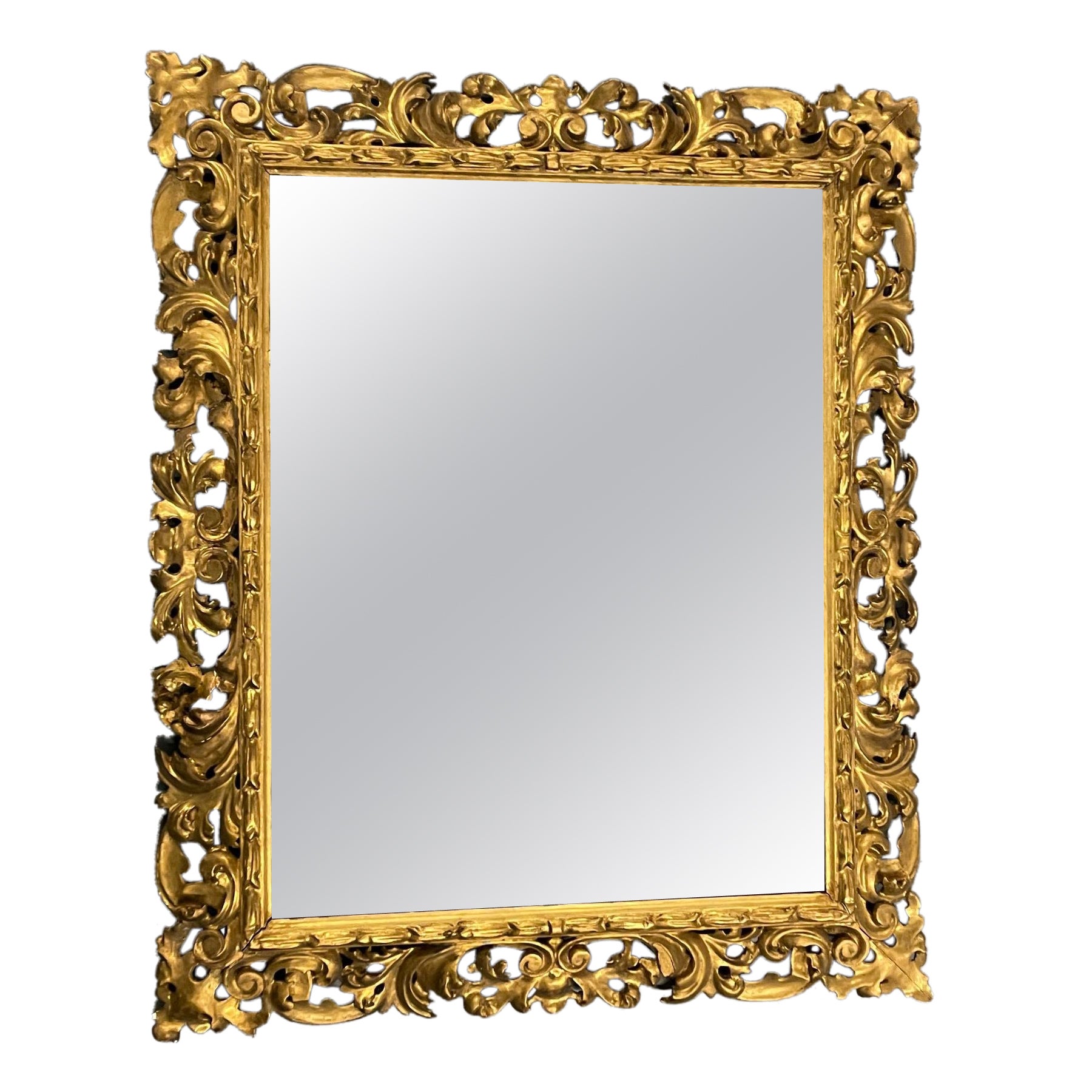 Miroir mural / console / miroir d'embarcadère carré, en bois doré,