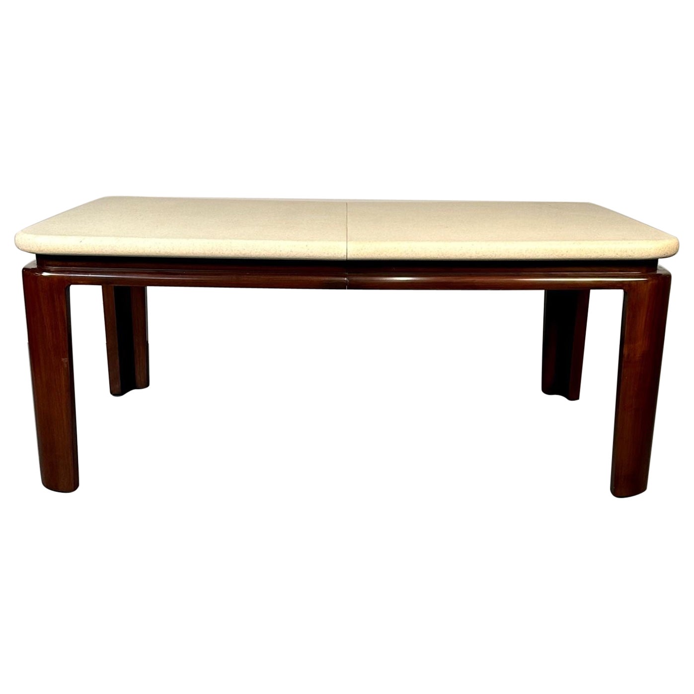 Paul Frankl, Johnson Furniture, table de salle à manger moderne du milieu du siècle dernier, liège, acajou