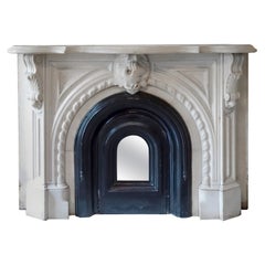 Italianate Statuary Marble Mantel Dove Keystone Brownstone Brooklyn NY