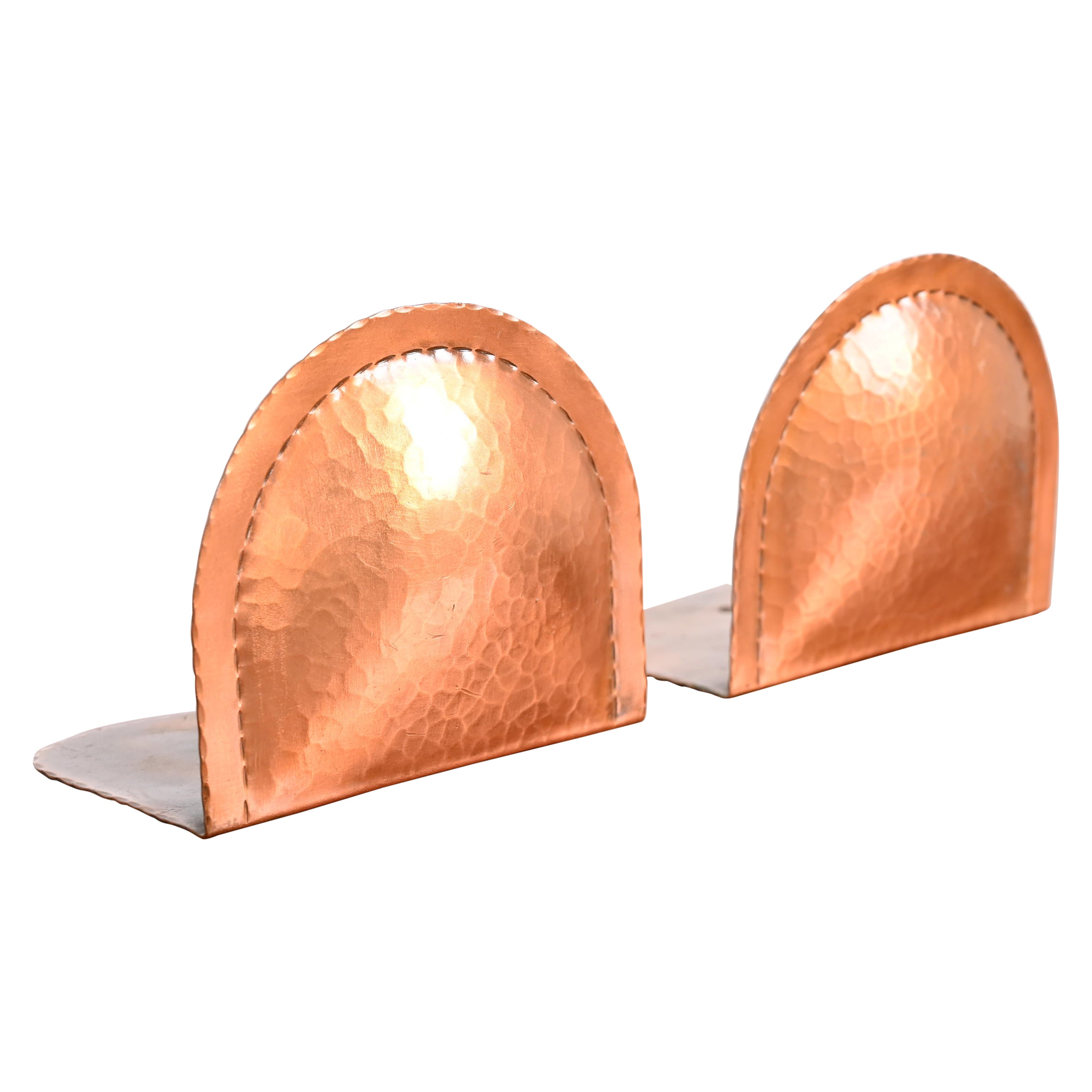 Roycroft Arts & Crafts Hammered Copper Bookends, Pair
