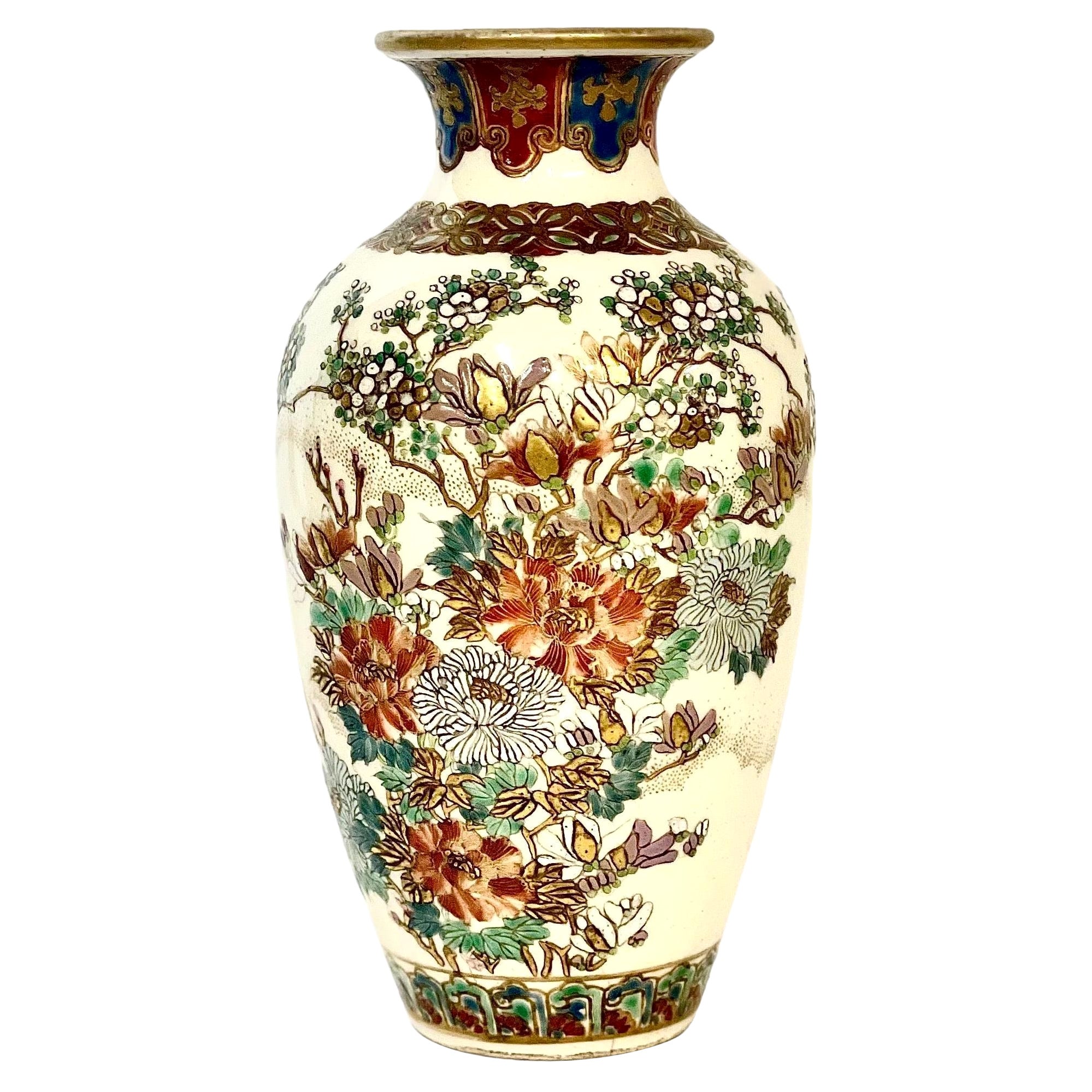 Antique Japanese Taisho Satsuma Painted Vase