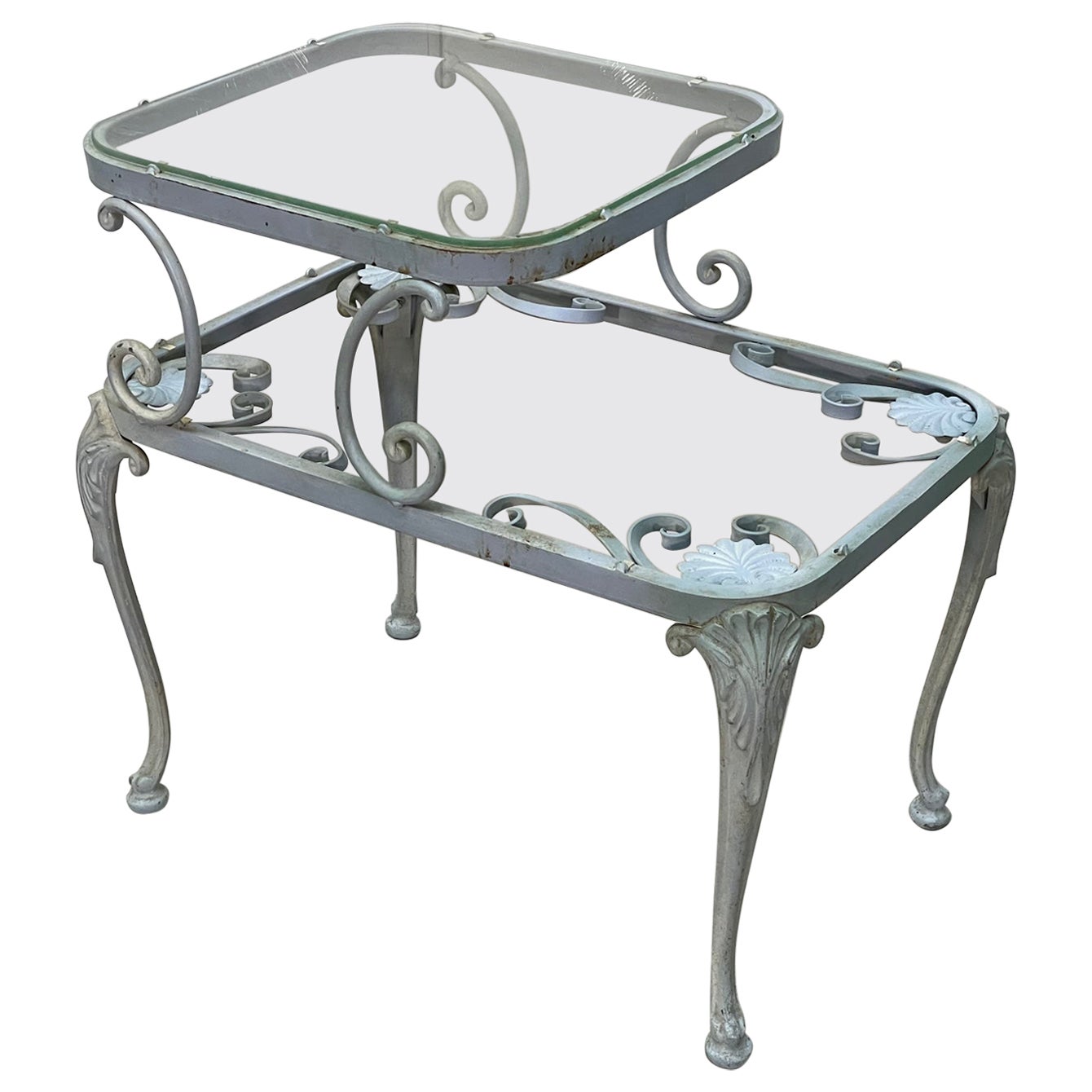 Russell Woodard Iron Patio Step Side Table For Sale