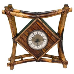 Vintage Bamboo Tiki Style Desk or Wall Clock