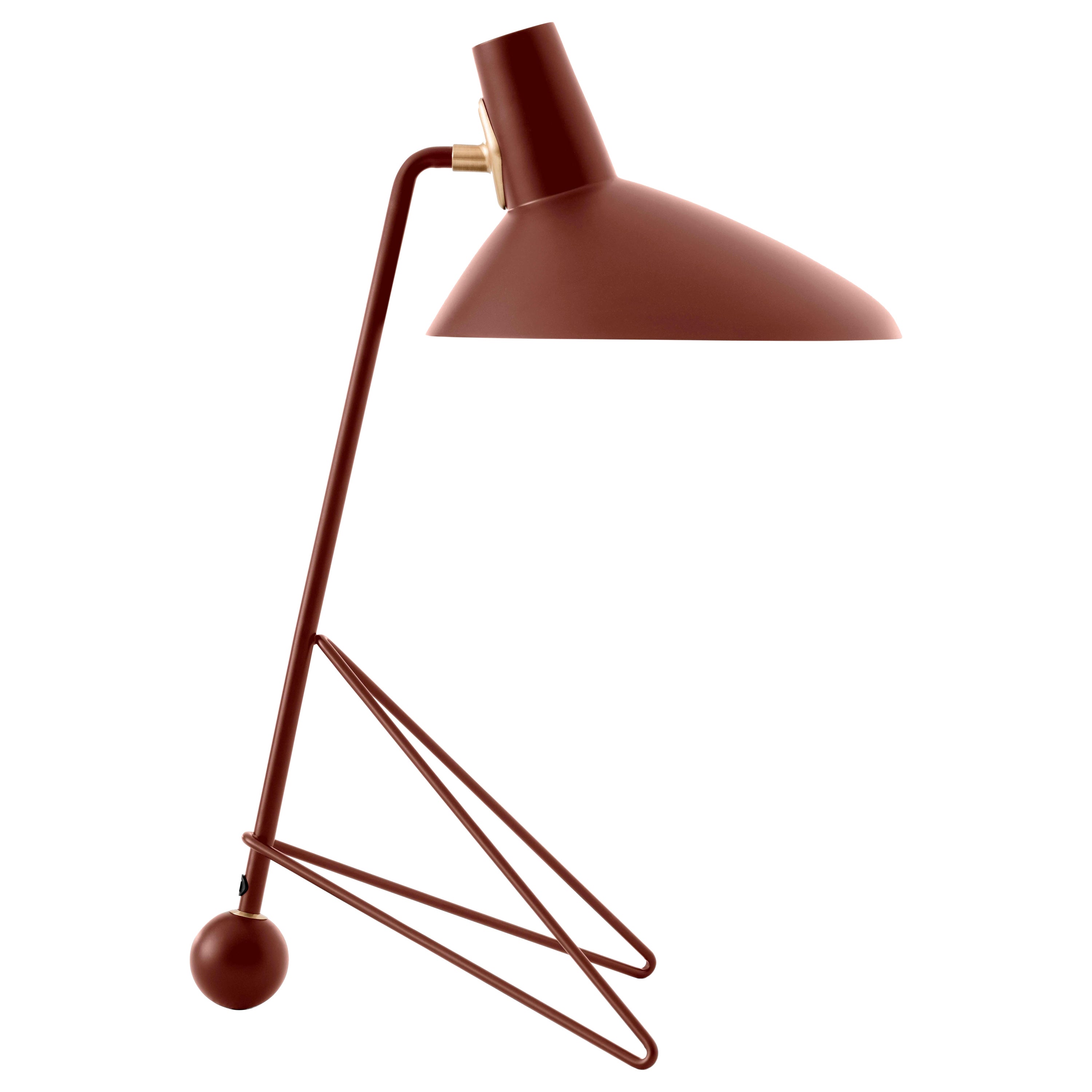 Tripod Table Lamp, Maroon by Hvidt & Mølgaard for & Tradition For Sale
