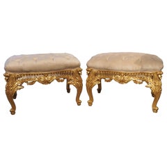 Pair of Large French Louis XV Style Tabouret Seats, 20th Century