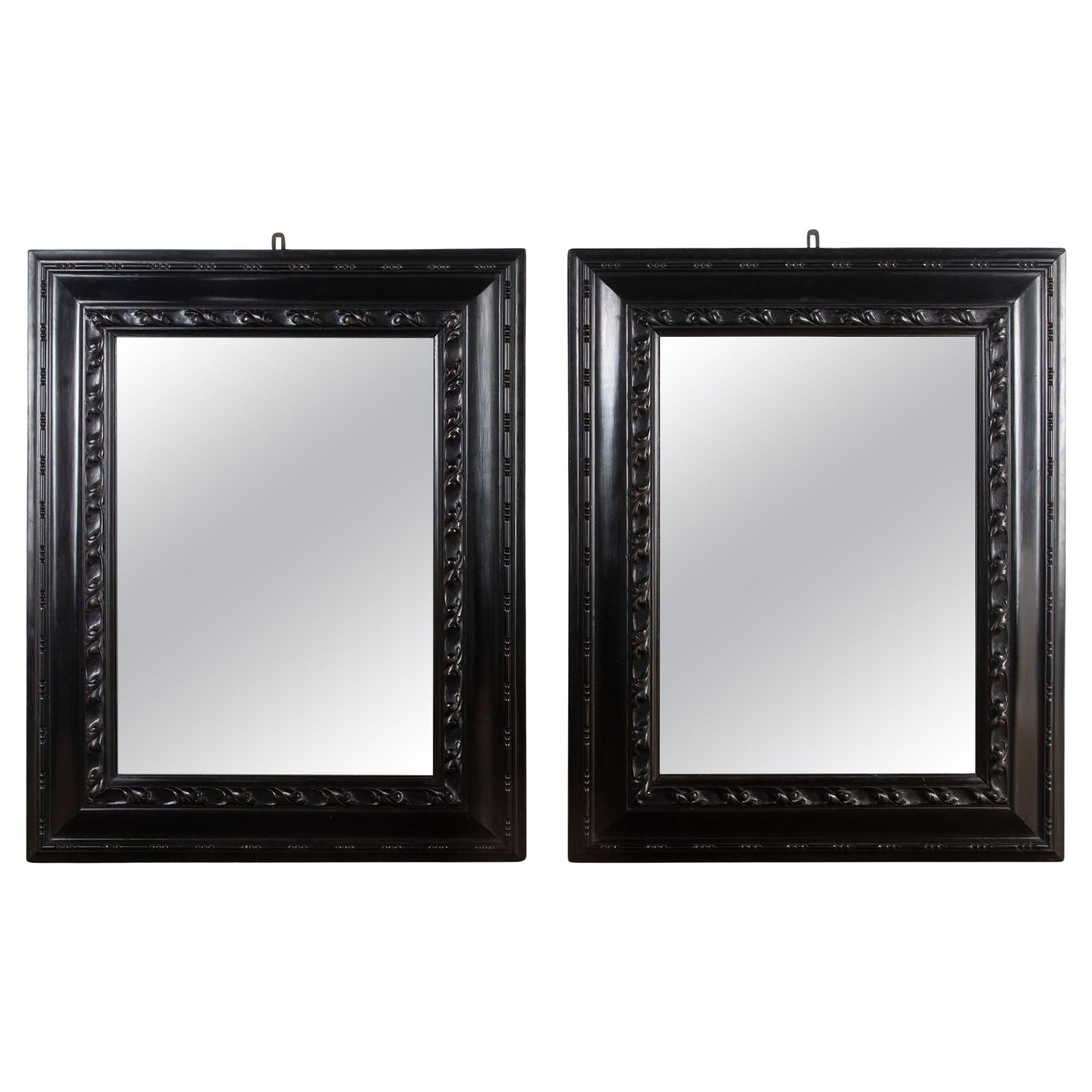 Pair of Italian, 19th Century, Ebonized Mirrors For Sale