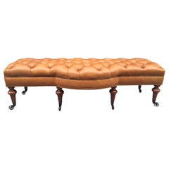 George Smith Tufted Leather Bench