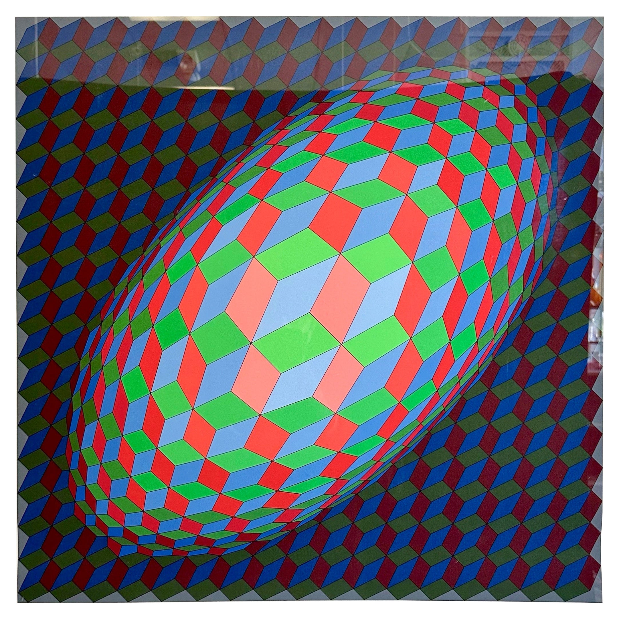 Victor Vasarely, “Torony III”, Op Art Serigraph, Signed and Numbered, 1970s