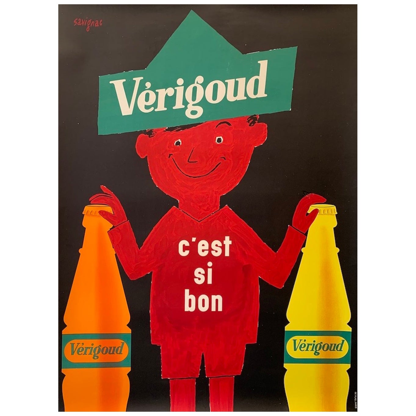 Original Vintage French Advertising Poster, Verigoud by Savignac, 1955 For Sale