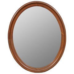 Vintage Beveled Mahogany Oval Frame Vanity Wall Hanging Mirror