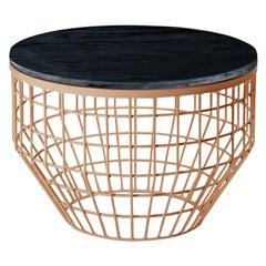 New Air Side Table, Mable Top with Polished Copper and Nero Marquina