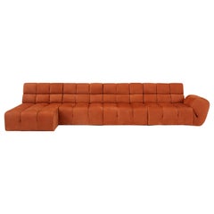 Contemporary Orange Sofa 'Palmo' by Amura Lab, Leather Nabuck 19