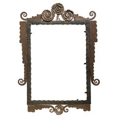 Antique Mirror in ferro forgiato in rame forgiato con cornice per specchiera