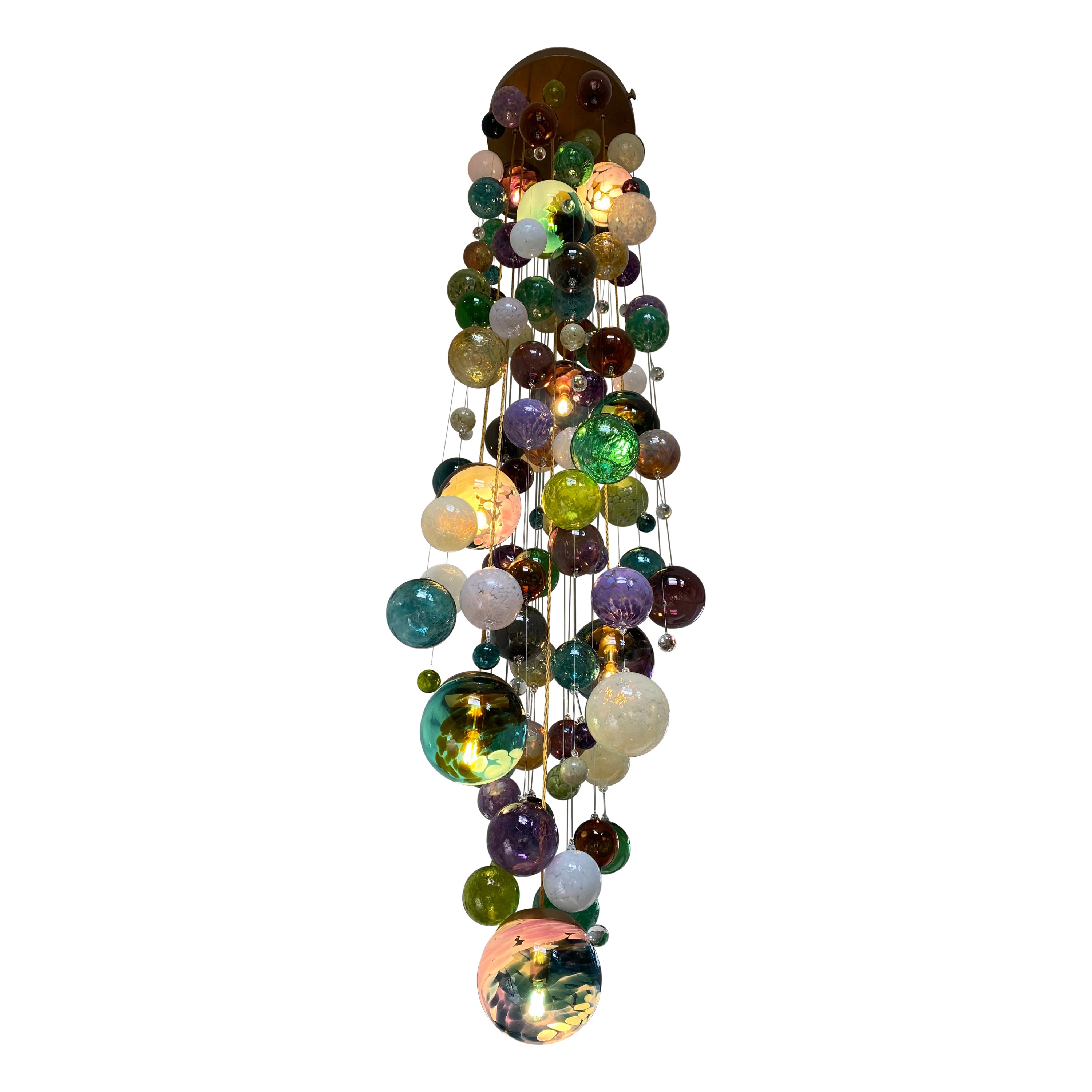 Cascade Stair Chandelier by Roast Featuring Individually Blown Glass Spheres For Sale
