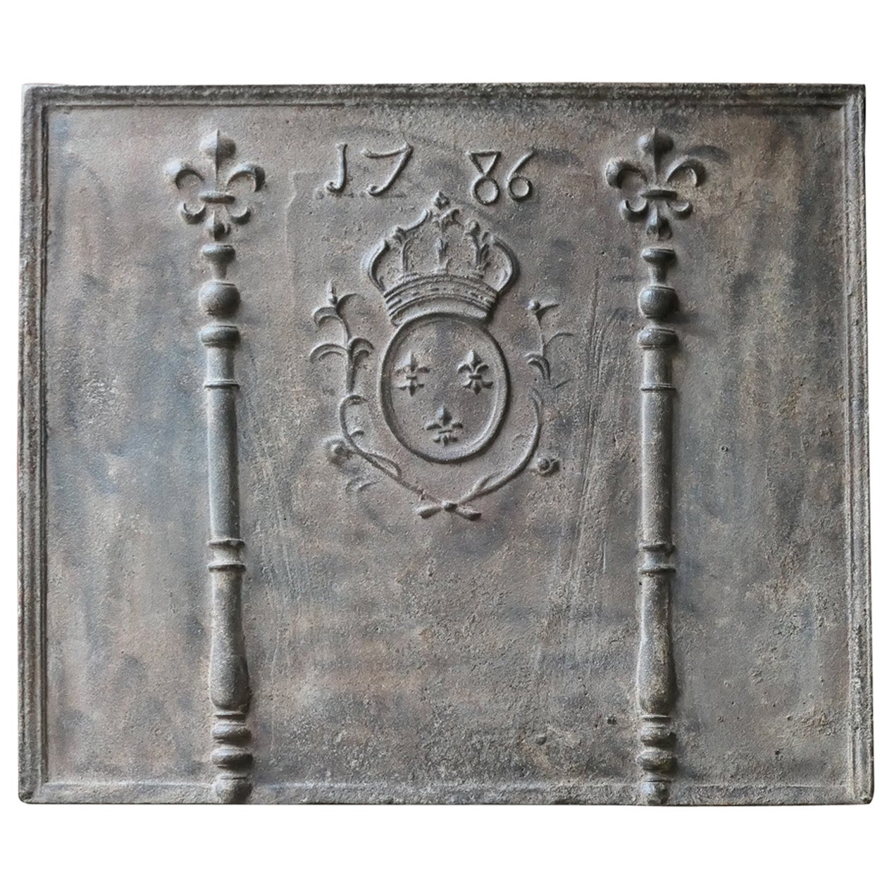 Antique French Louis XV 'Arms of France' Fireback / Backsplash, 18th Century For Sale