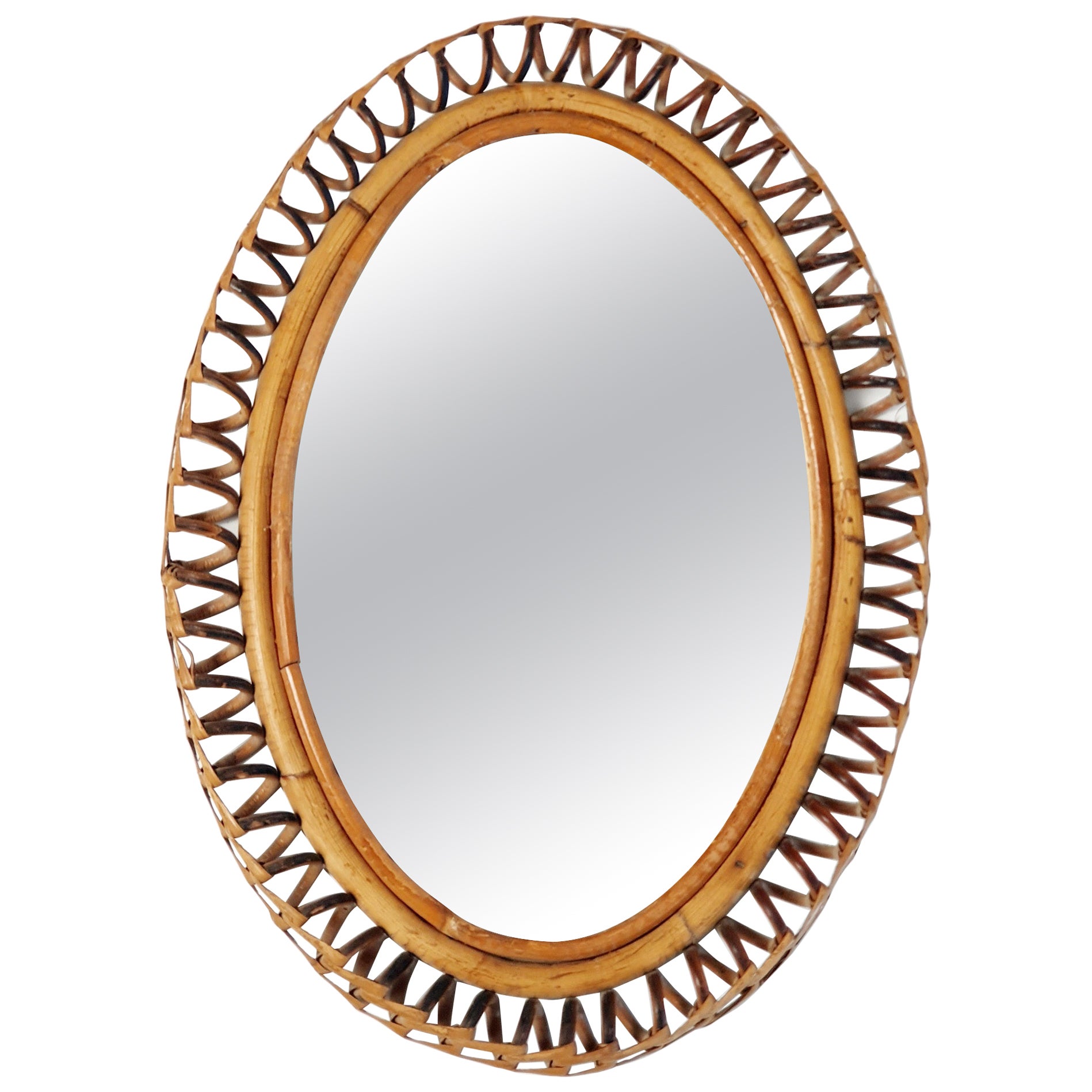 Gilt Bamboo with Oval Center Mirror For Sale at 1stDibs