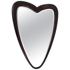Vintage Unusual Heart-Shaped Faceted Wall Mirror, Italy, 1940s