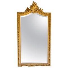 Monumental French Mirror Gilded with Gold Leaf Louis XV Style, Xixth France