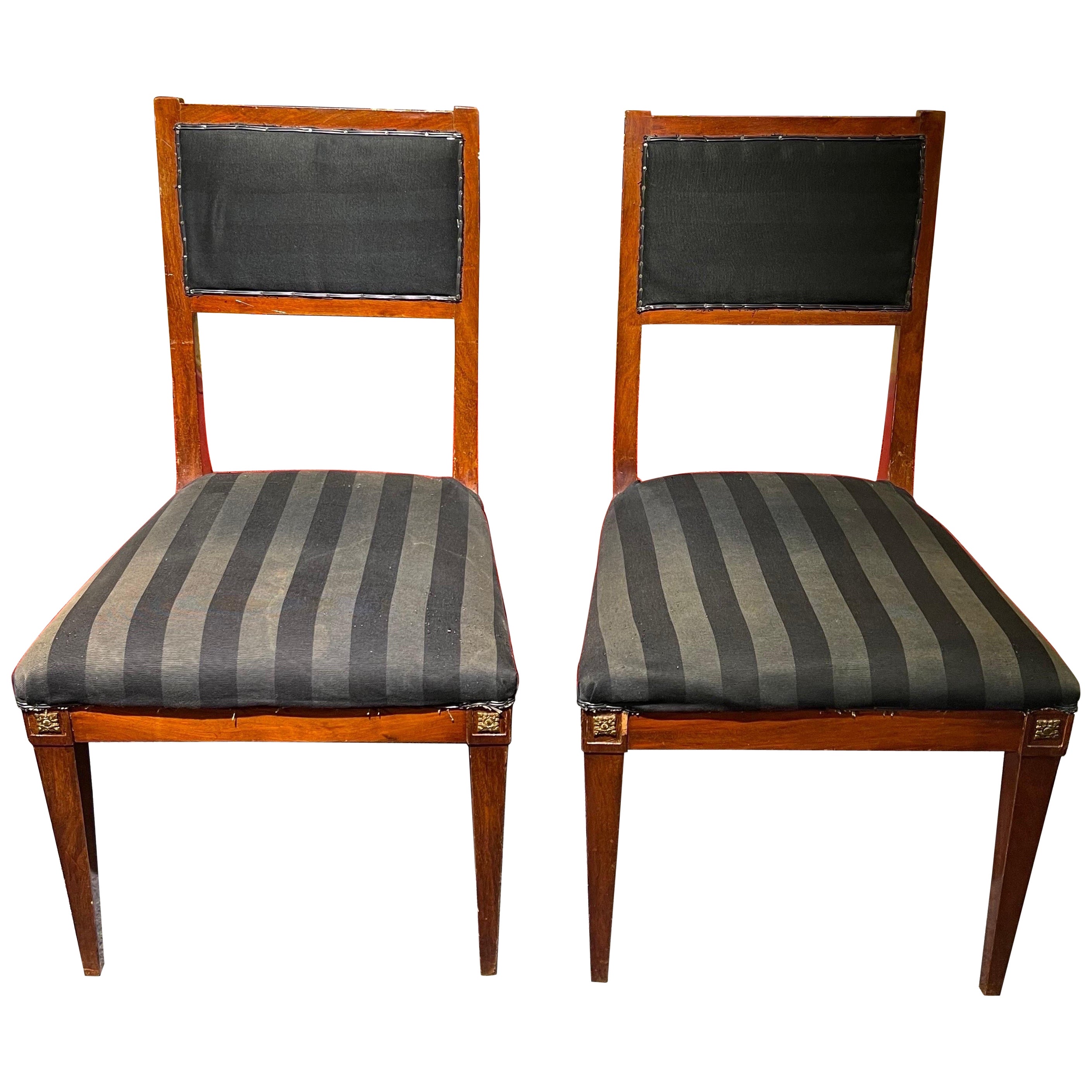 Paar Empire-Stühle „2“, um 1900 im Angebot