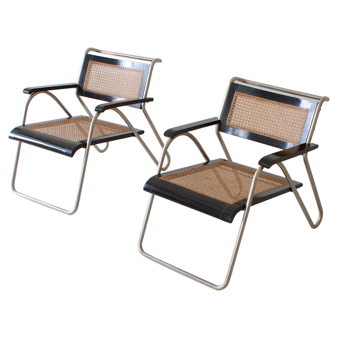 Bauhaus-Sessel aus Stahlrohr von Erich Dieckmann, schwarz lackiertes Holz, 1931