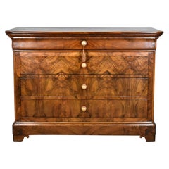 Antique French Burr Walnut Commode Louis Philippe Style