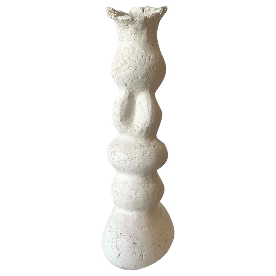 Yavi Cream Ceramic Vessel, Vase, Sculpture by Airedelsur For Sale