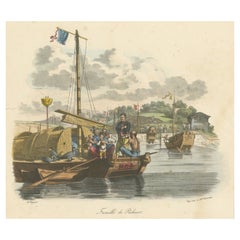 Antique Print of a Chinese Family of Fishermen