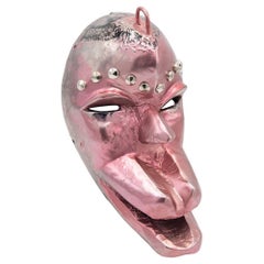 Antique African Futurist Pink Mask Created by Bomber Bax
