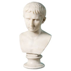 Tenerani Statuary Marble Bust of a Young Augustus Caesar
