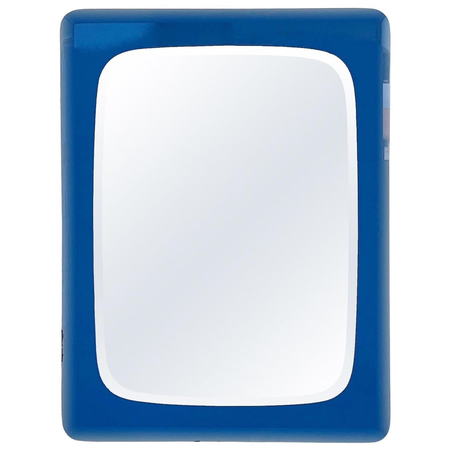 Cobalt Blue Mirror by Cristal Arte, circa 1960, Italy