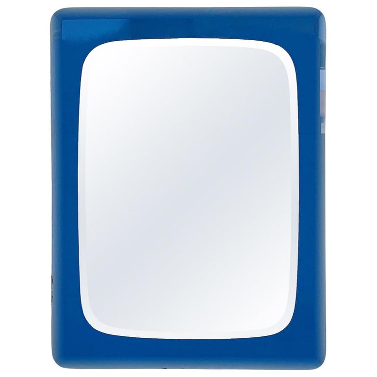 Miroir bleu cobalt de Cristal Arte, vers 1960, Italie. En vente sur 1stDibs