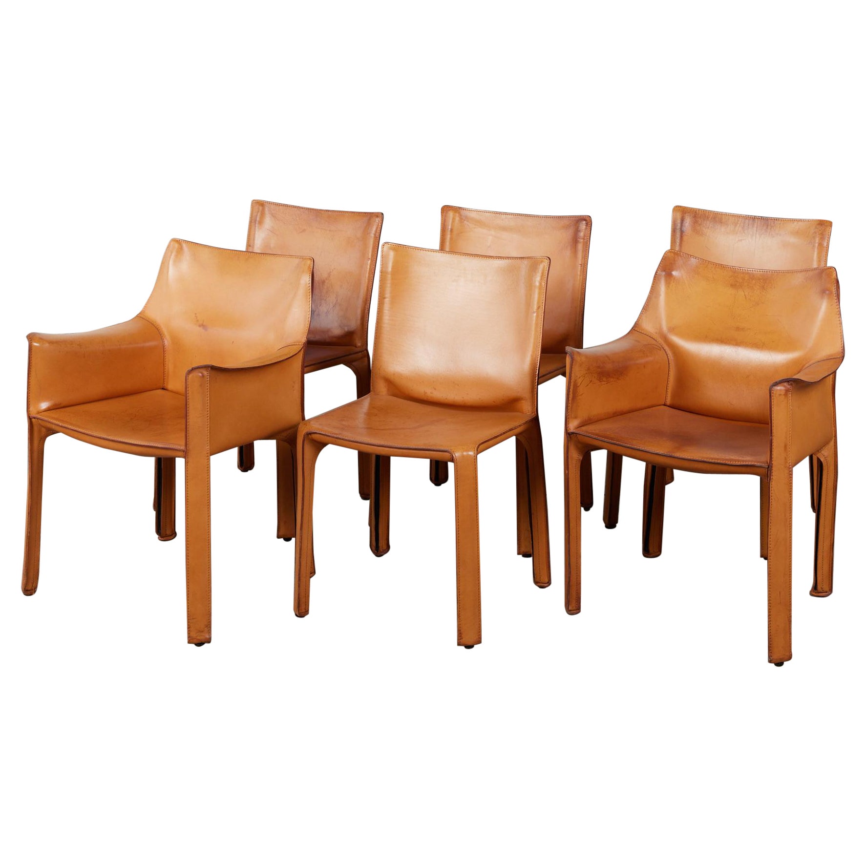 Set of Six Mario Bellini Cab Chairs for Cassina